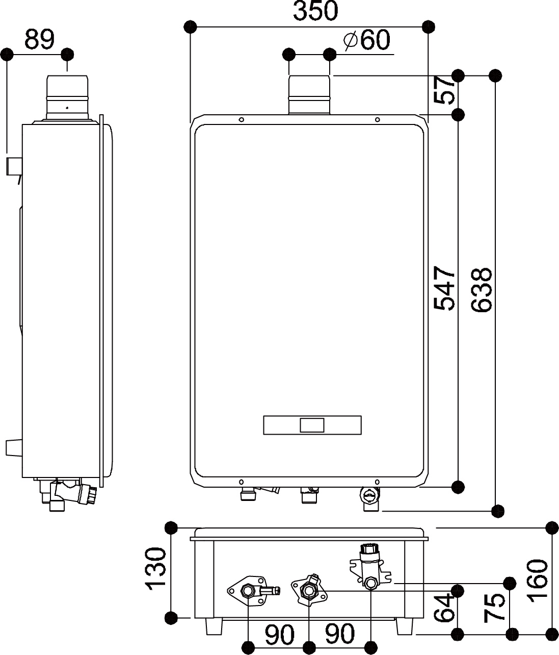 強制排氣式13L/16L熱水器 | RUA-B1301WF/RUA-B1601WF